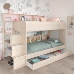 Bibop 3 Sleeper Bunk Bed Light Acacia by Parisot Kids Children Furniture